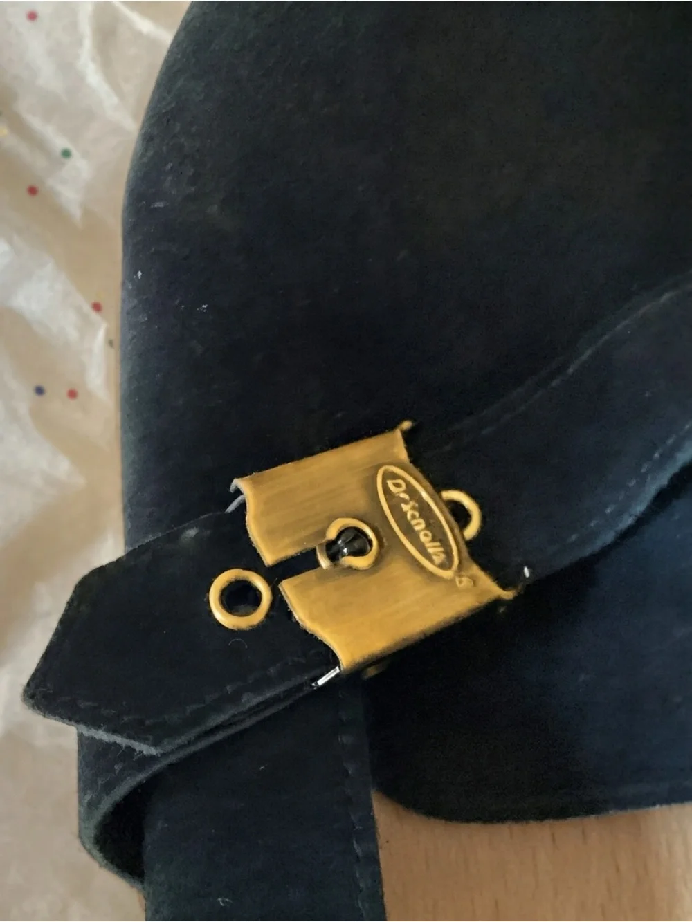 Dr. Scholl's Black Suede Slip-On Clogs with Silver Buckle